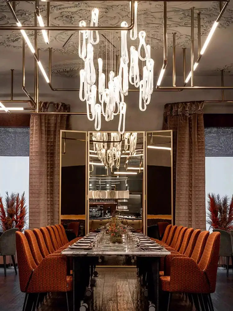 Modern minimalist elegant led glass chandelier for dining room
