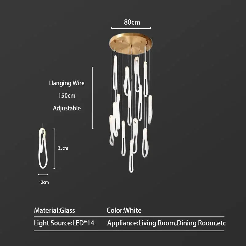 Modern minimalist elegant led glass chandelier for dining room