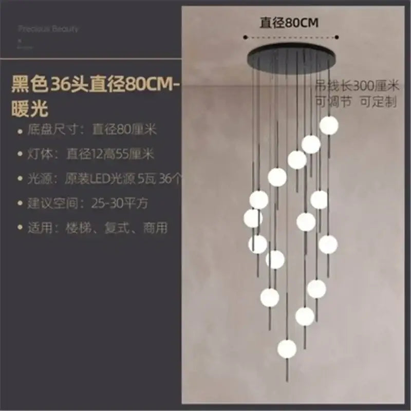 Modern minimalist glass ball led ceiling chandelier for dining room