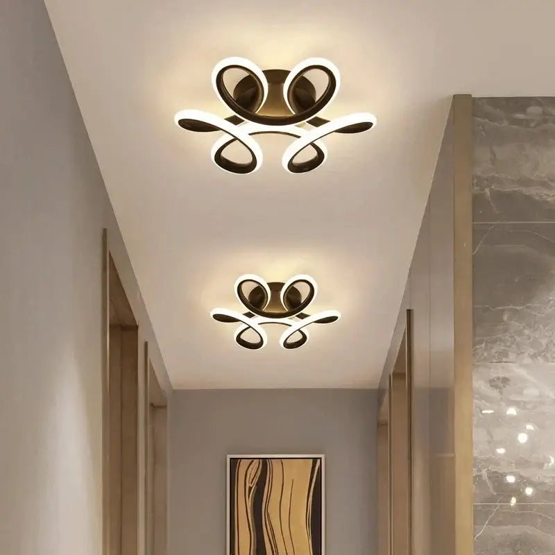 Modern minimalist gold led ceiling light living room curved arms