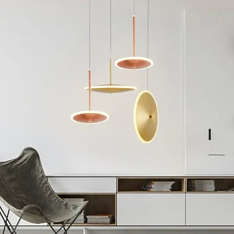 Modern minimalist gold led pendant light kitchen island decor