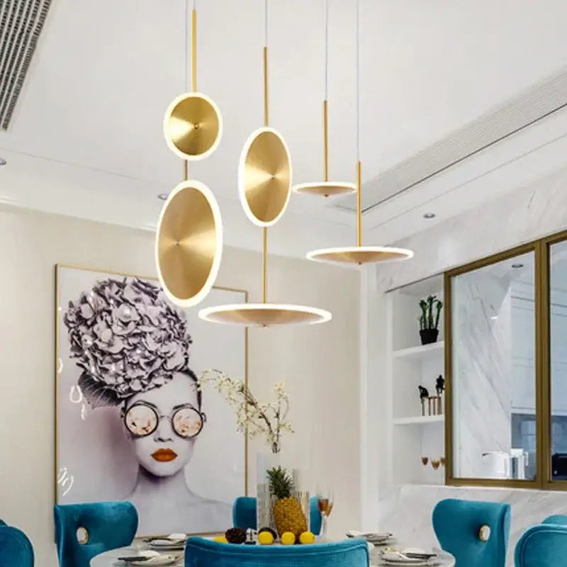 Modern minimalist gold led pendant light kitchen island decor