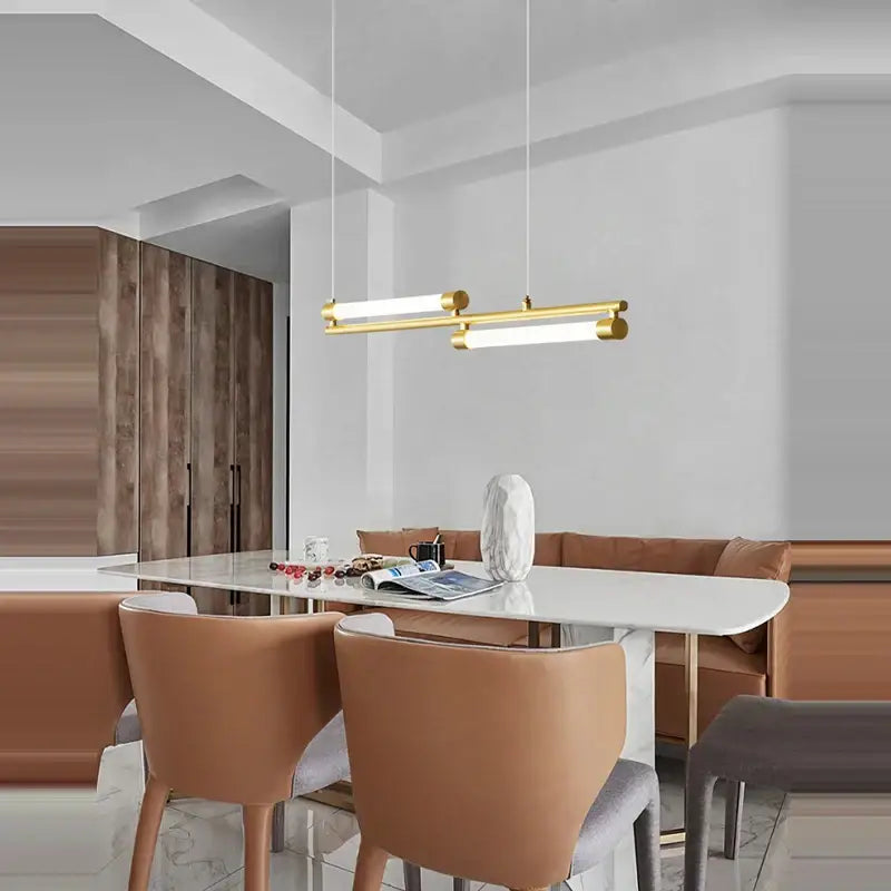 Modern minimalist led black gold designer chandelier dining room