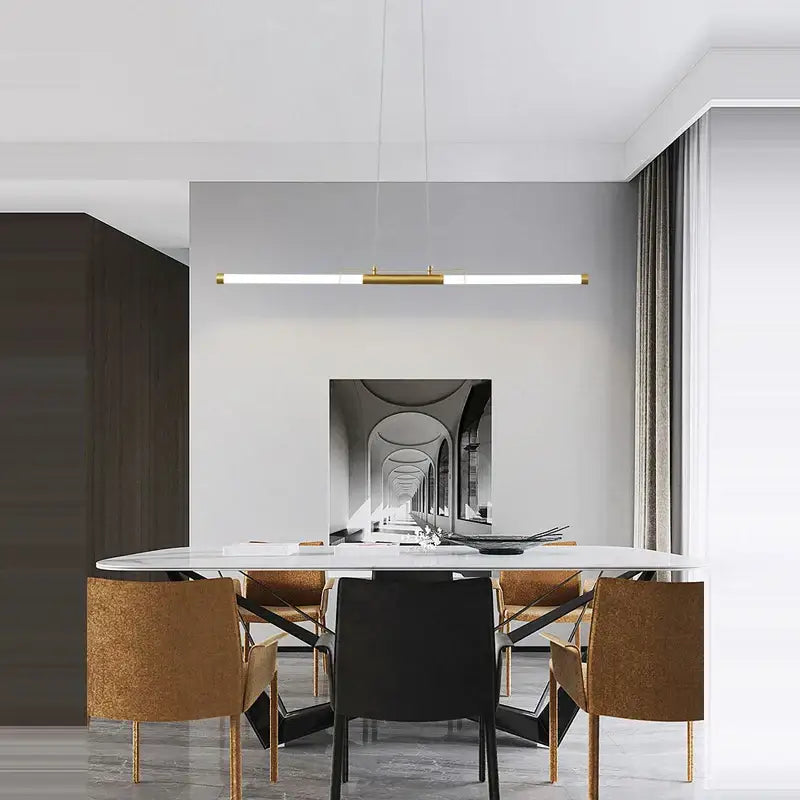 Modern minimalist led black gold designer chandelier dining room