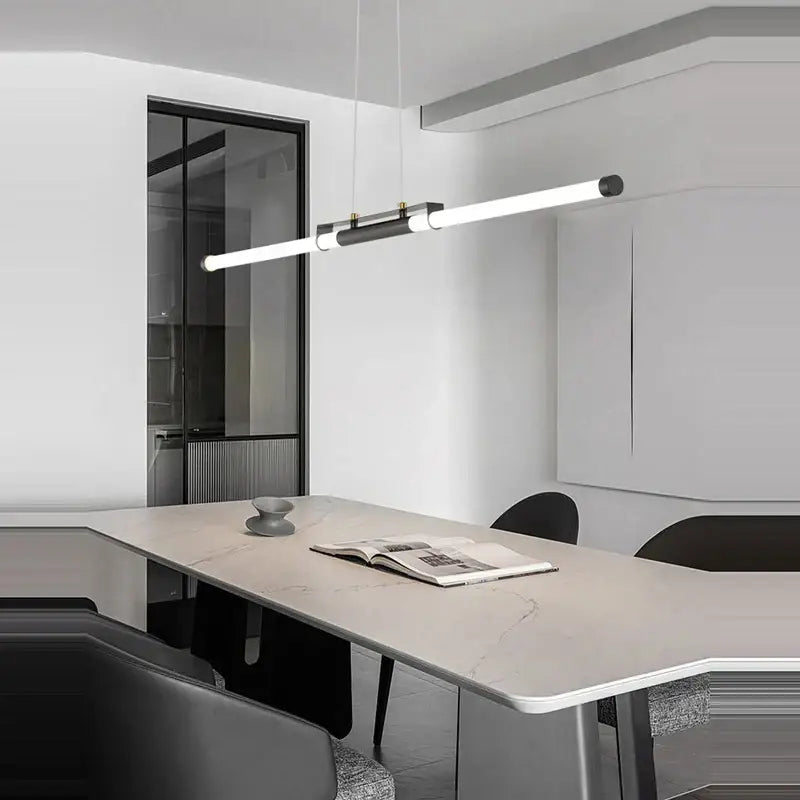 Modern minimalist led black gold designer chandelier dining room