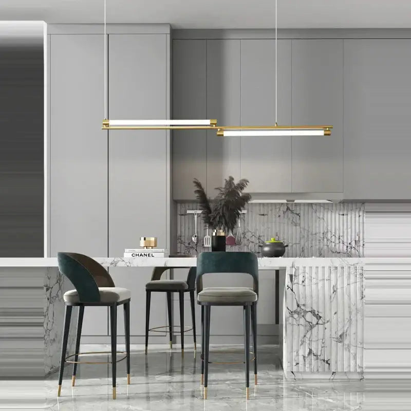 Modern minimalist led black gold designer chandelier dining room