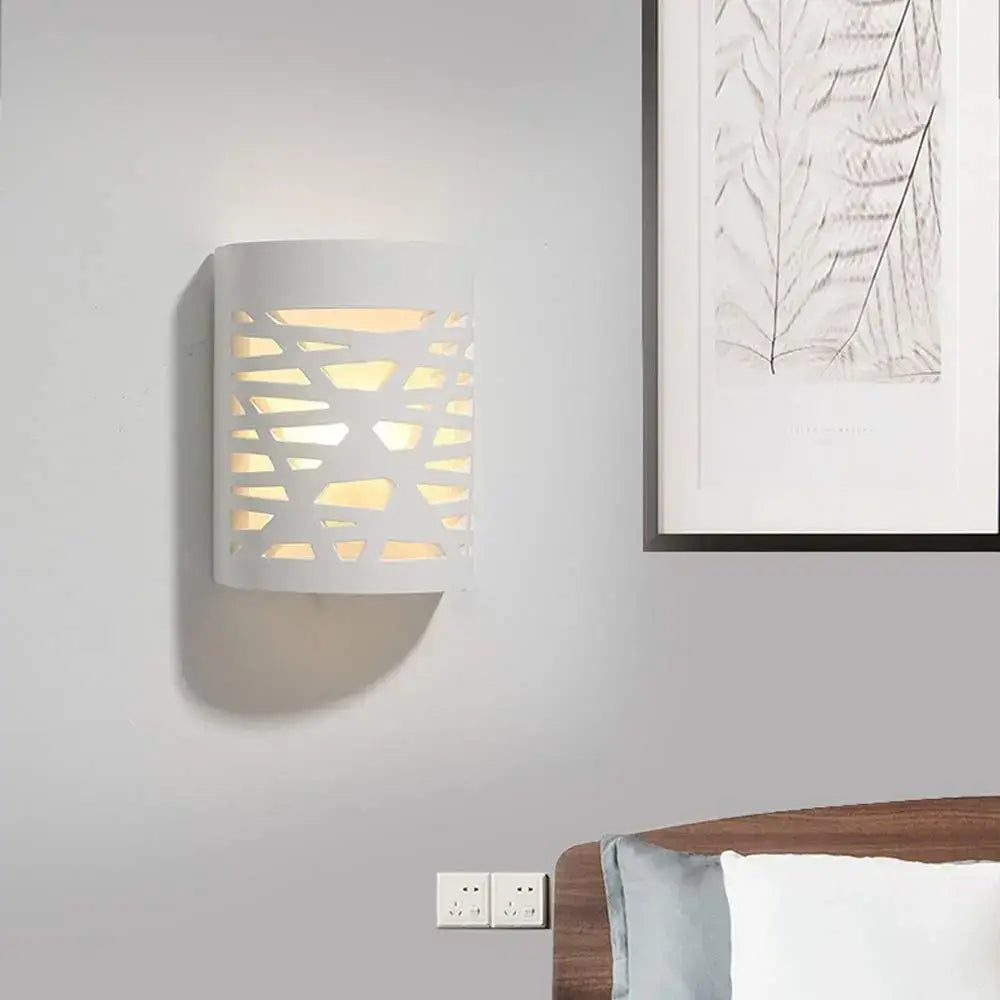 Modern minimalist white gypsum led wall lamp for bedroom lighting