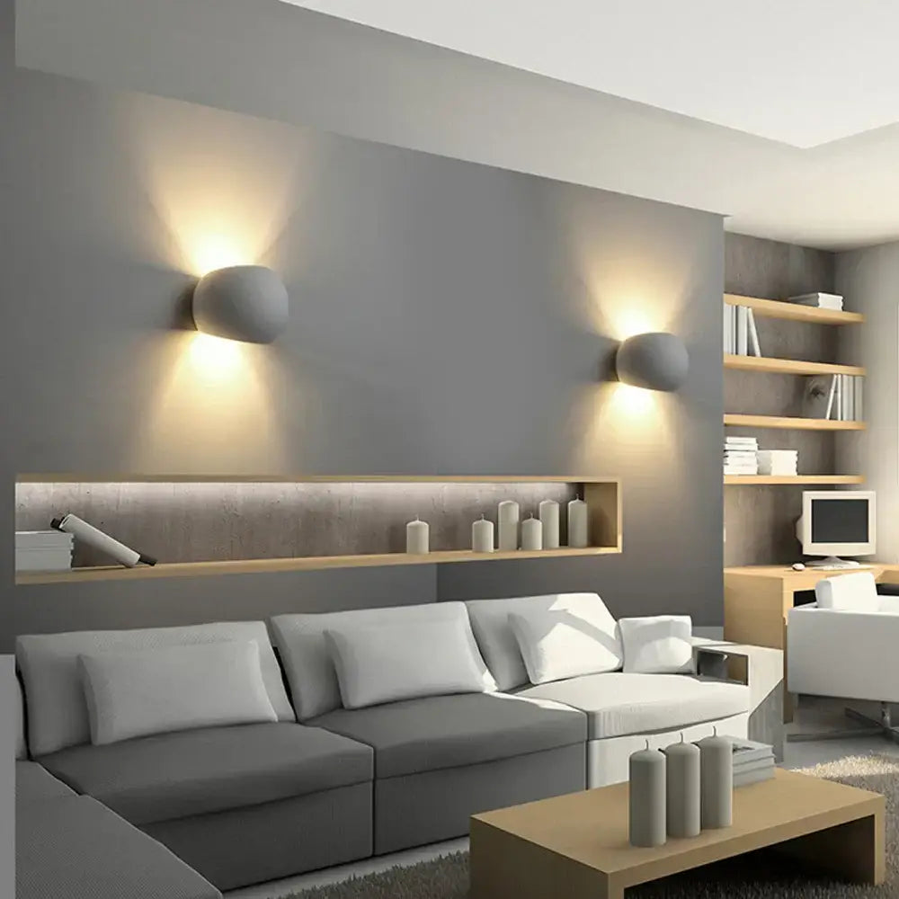 Modern minimalist white gypsum led wall lamp for bedroom lighting