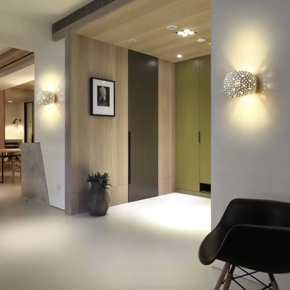 Modern minimalist white gypsum led wall lamp for bedroom lighting