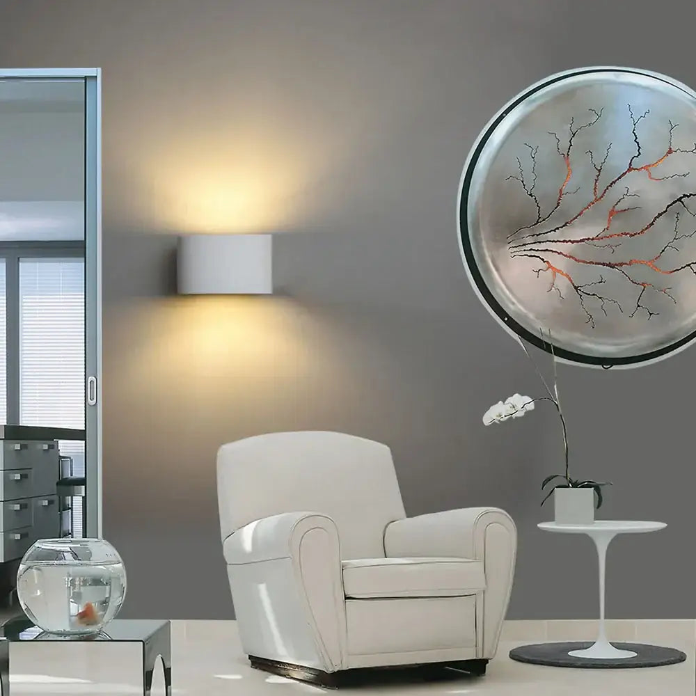 Modern minimalist white gypsum led wall lamp for bedroom lighting