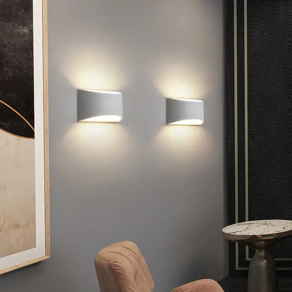 Modern minimalist white gypsum led wall lamp for bedroom lighting