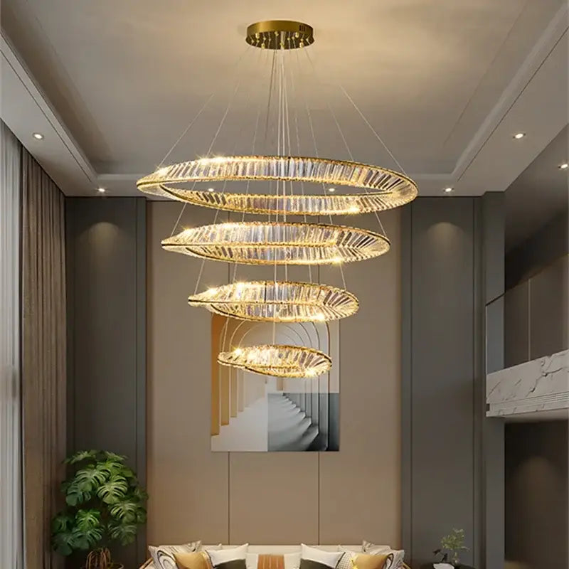 Modern multi tier gold decorbites crystal led chandelier dining room