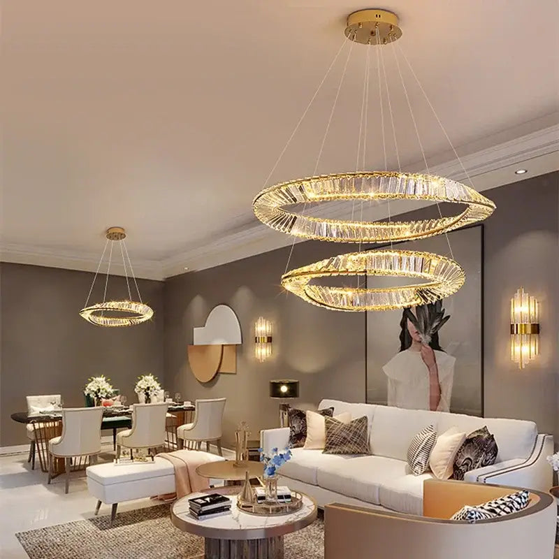 Modern multi tier gold decorbites crystal led chandelier dining room