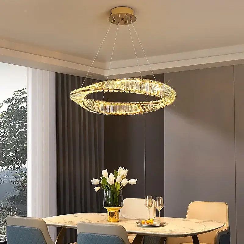Modern multi tier gold decorbites crystal led chandelier dining room