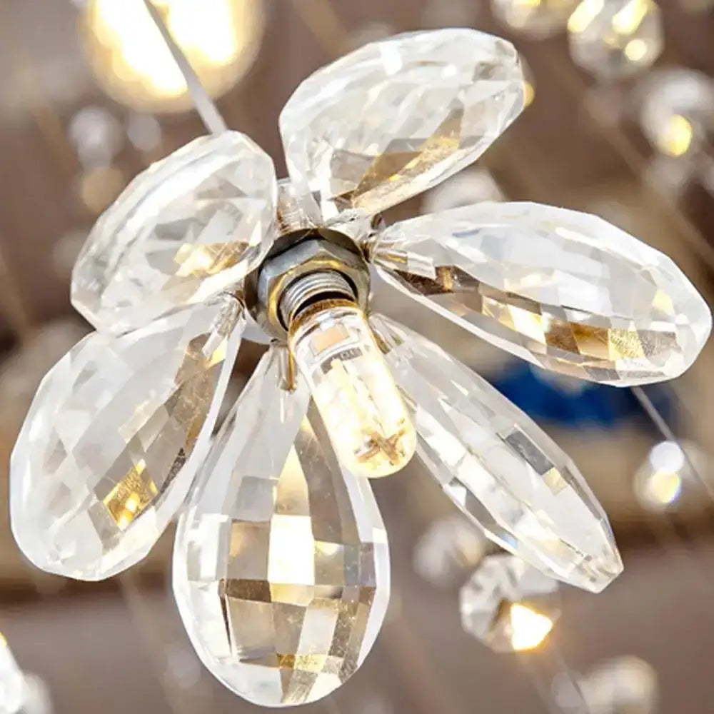 Modern multi-tiered crystal hanging chandelier for staircase room