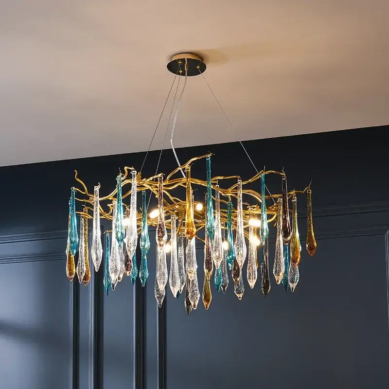 Modern nest crystal led chandelier living room bubble pendant light