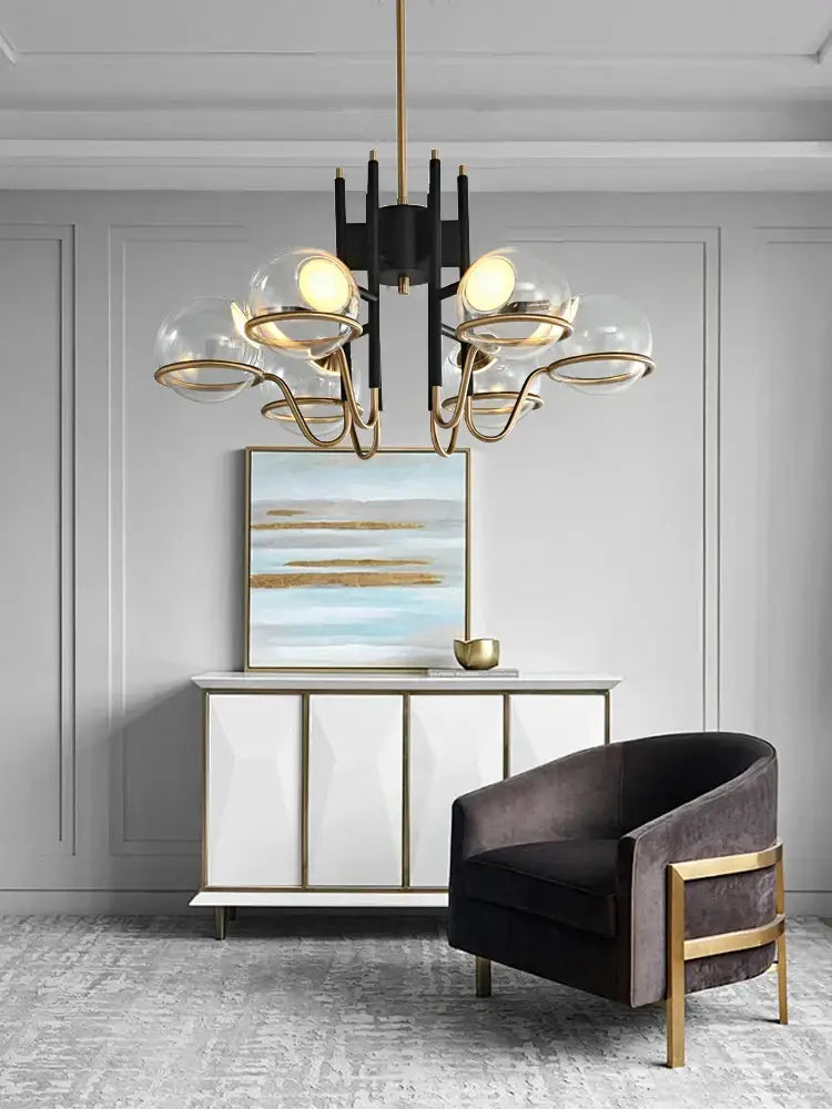 Modern nordic black & gold decorbites clear glass ball pendant light