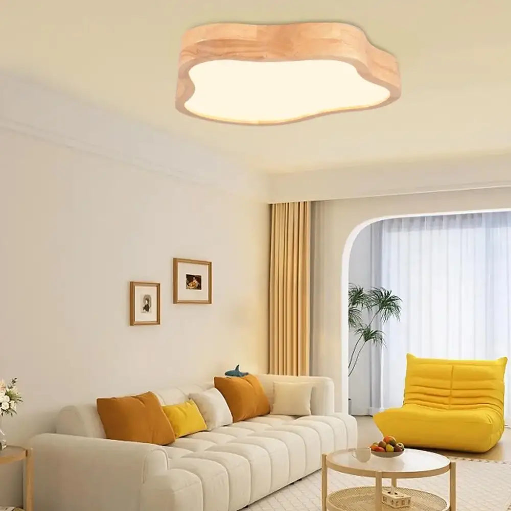 Modern nordic cloud shape wooden ceiling light for bedroom