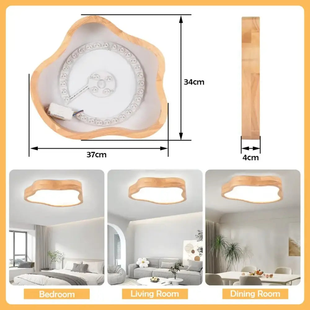 Modern nordic cloud shape wooden ceiling light for bedroom