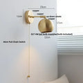 Modern nordic copper wall light bedroom sconce with pull chain switch