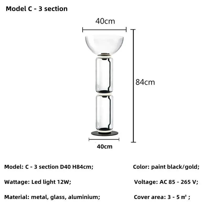 Modern nordic glass shade led floor lamp living room tiered light