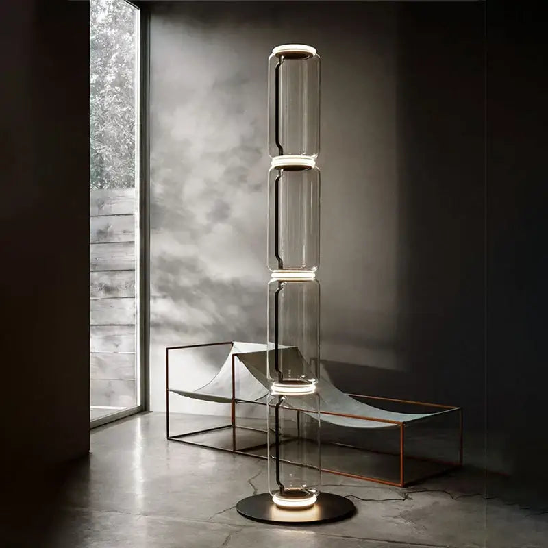 Modern nordic glass shade led floor lamp living room tiered light