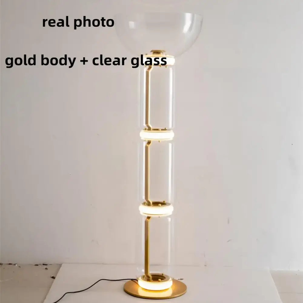 Modern nordic glass shade led floor lamp living room tiered light