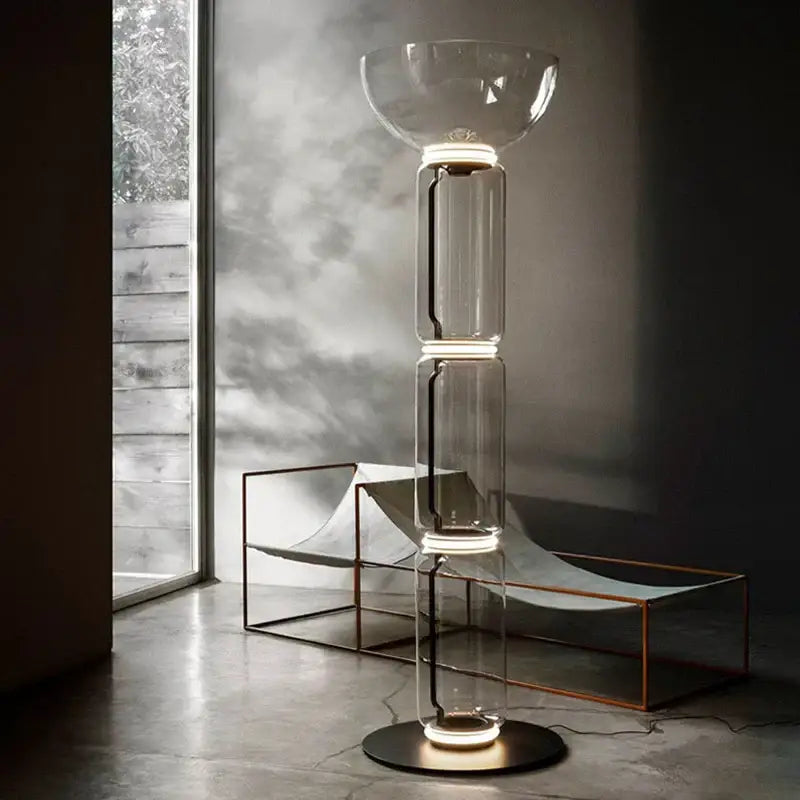 Modern nordic glass shade led floor lamp living room tiered light