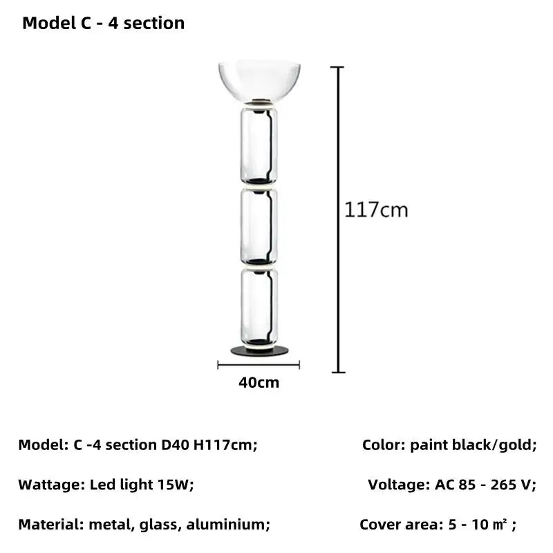 Modern nordic glass shade led floor lamp living room tiered light