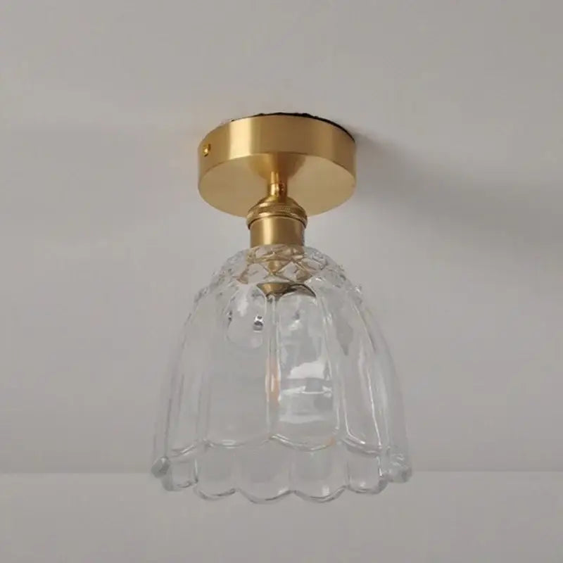 Modern nordic gold glass flower led ceiling lights for bedroom