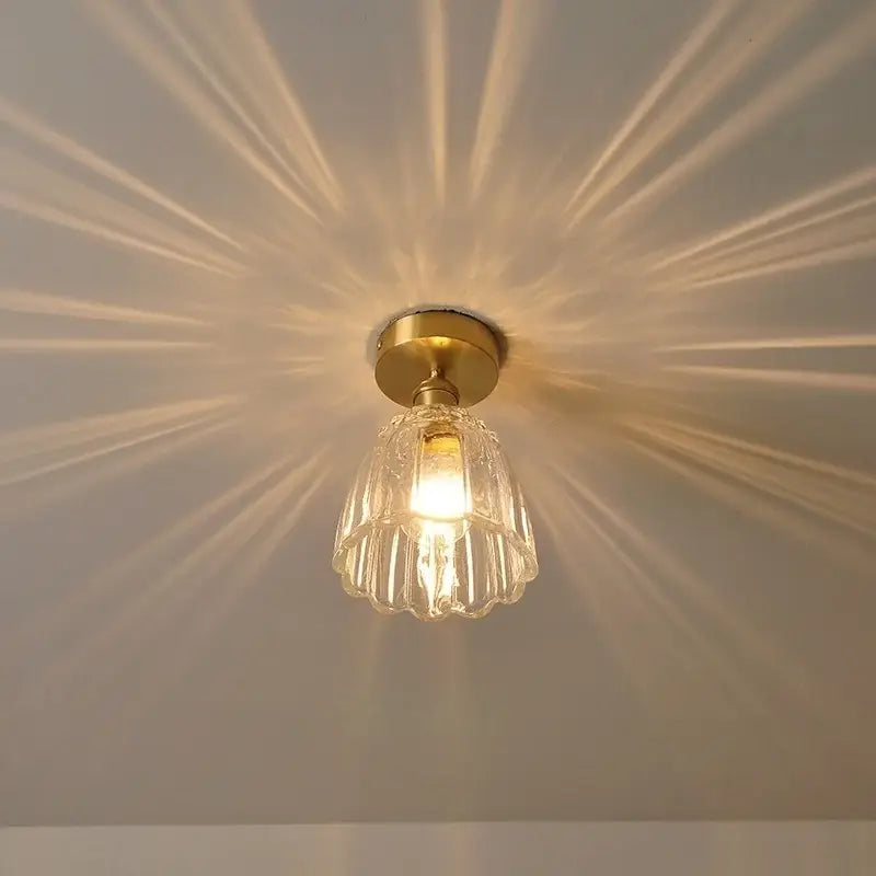 Modern nordic gold glass flower led ceiling lights for bedroom