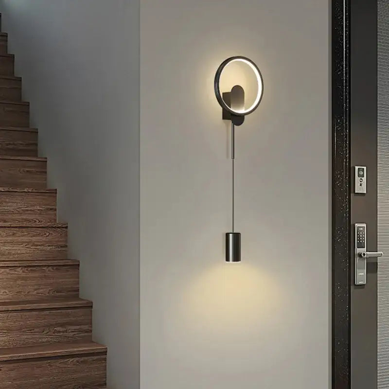 Modern nordic gold led wall light bedroom circular sconce
