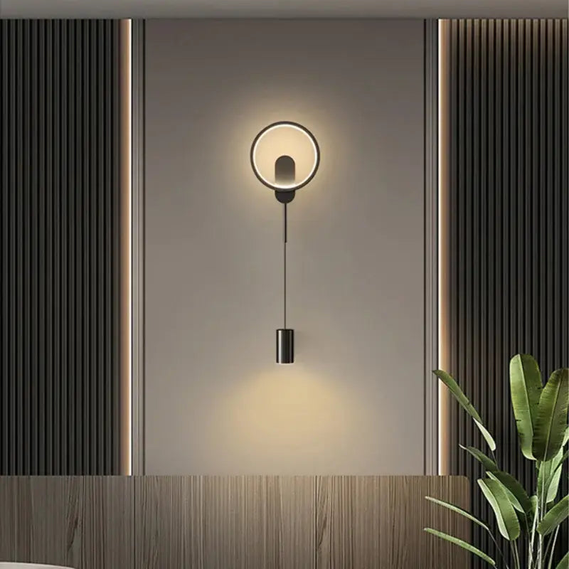 Modern nordic gold led wall light bedroom circular sconce