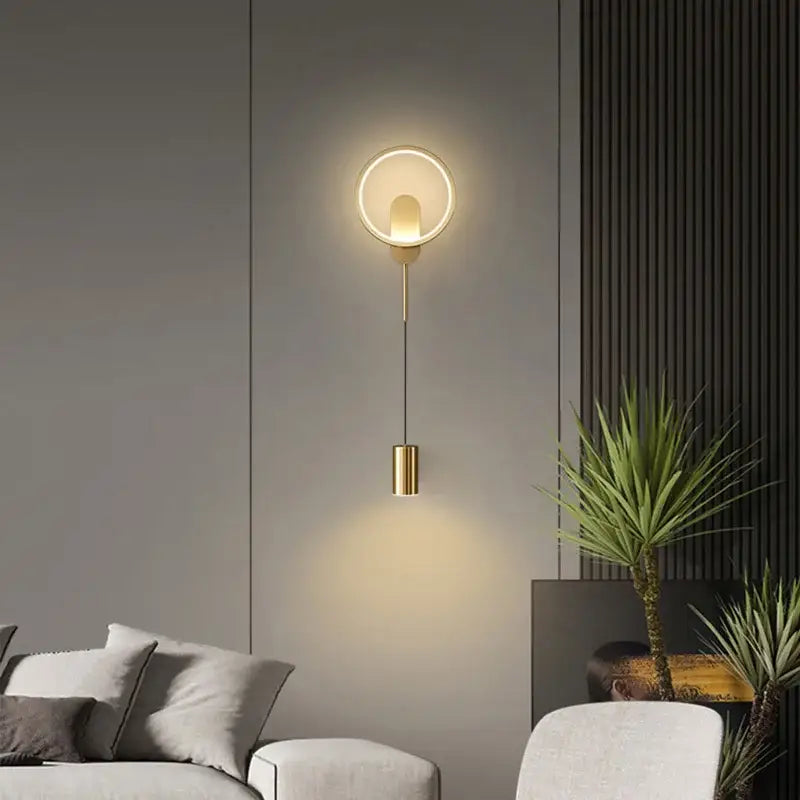 Modern nordic gold led wall light bedroom circular sconce