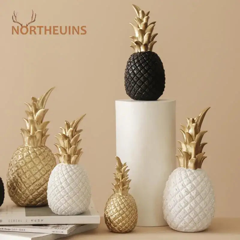 Modern nordic gold & white golden pineapple figurine living room decor
