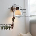 Modern nordic wood and ribbed glass led wall light fixture bedroom