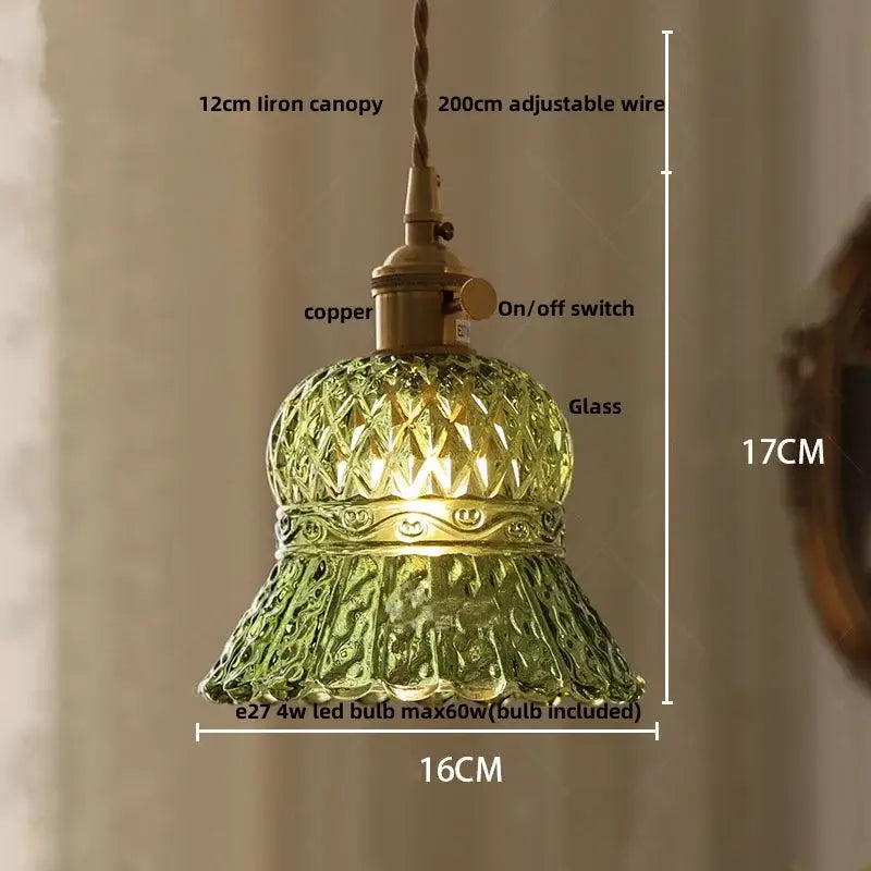 Modern olive green and copper glass led pendant lamp kitchen