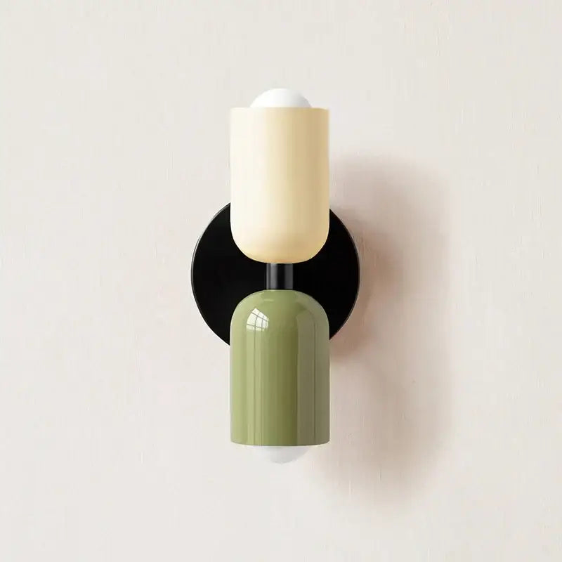 Modern olive green & terracotta cream double head wall lamps bedroom
