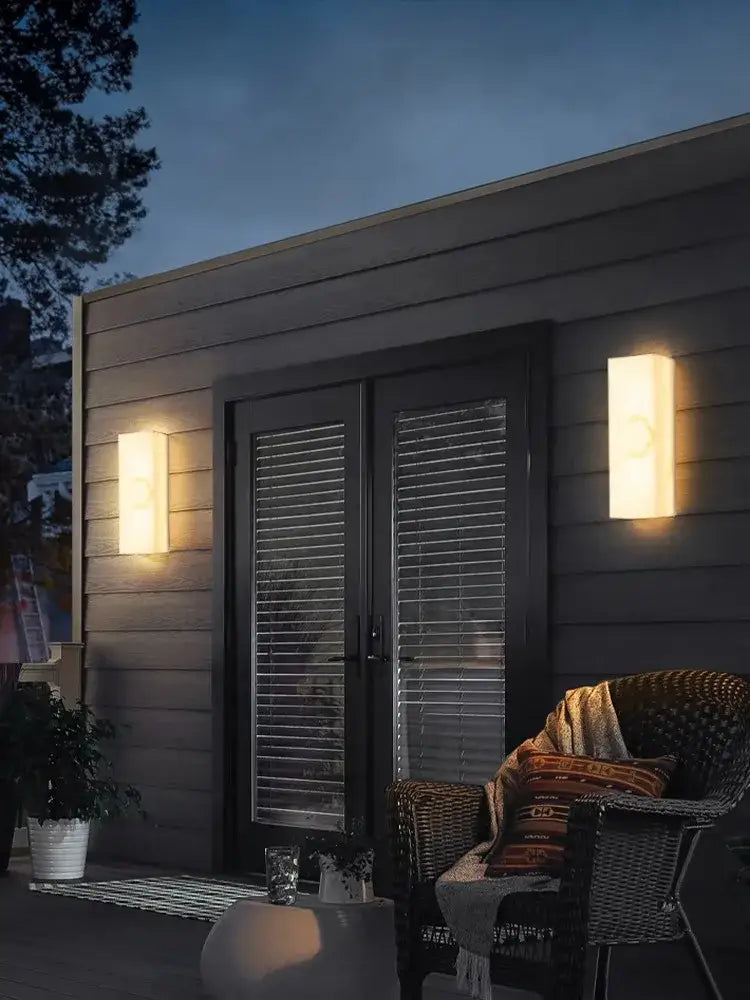 Modern onyx amber geometric led outdoor wall sconce backyard light