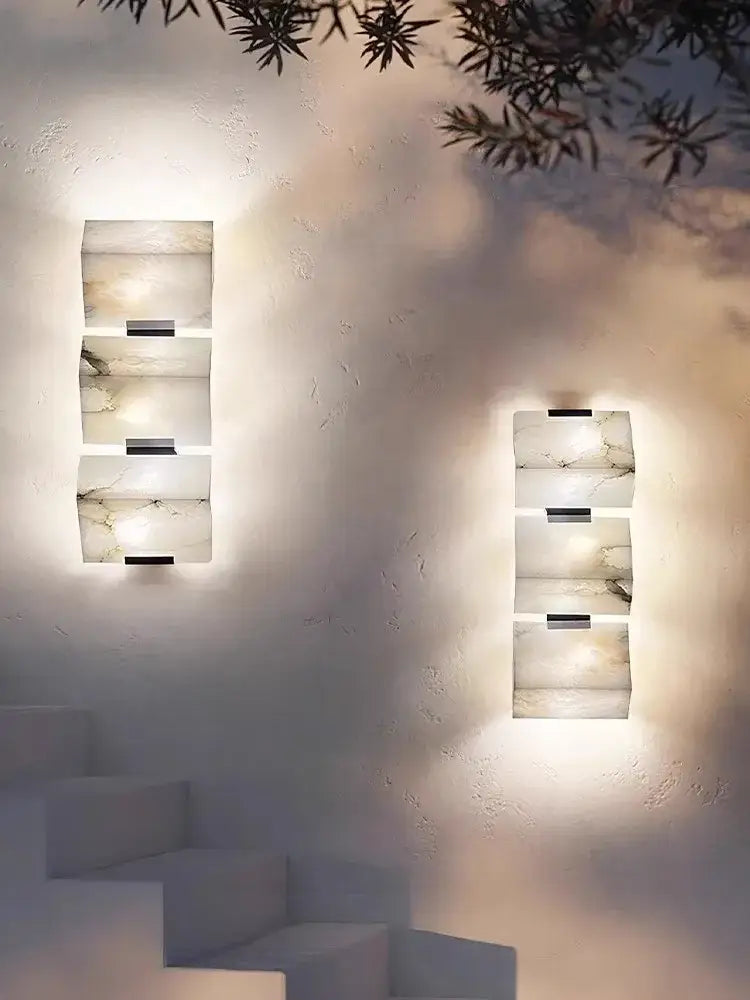 Modern onyx amber geometric led outdoor wall sconce backyard light