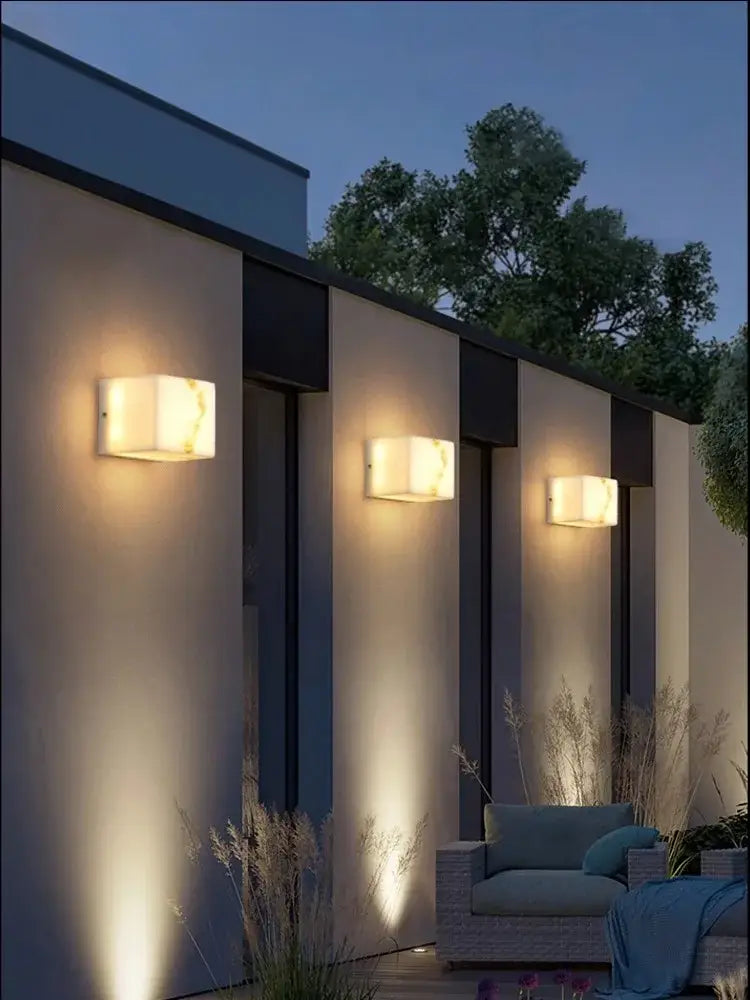 Modern onyx amber geometric led outdoor wall sconce backyard light