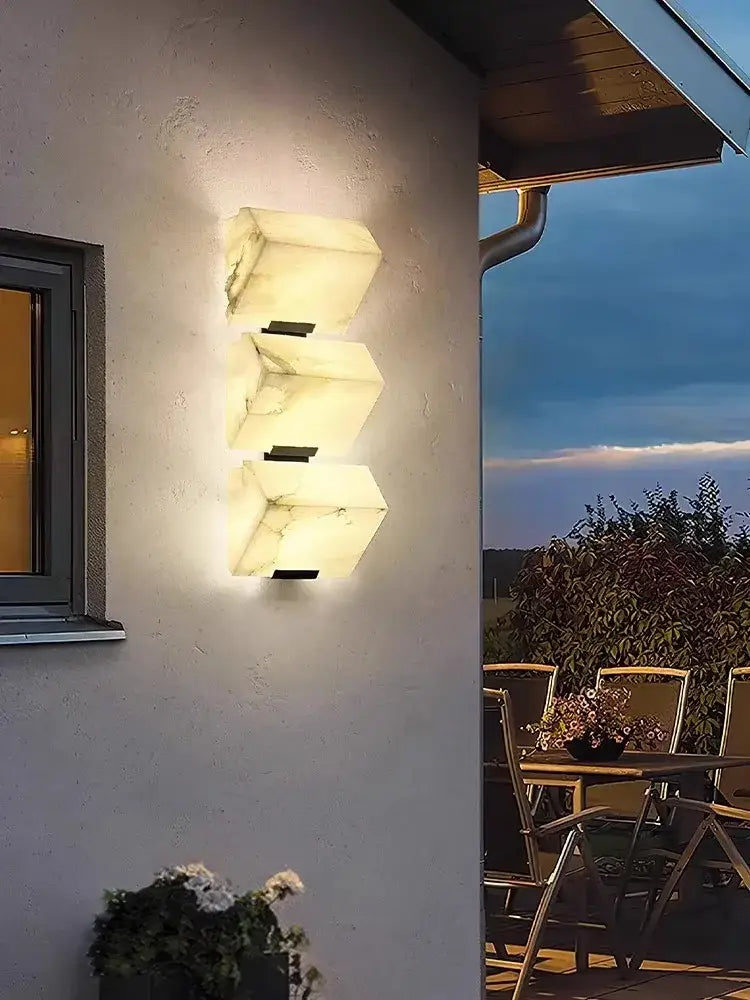 Modern onyx amber geometric led outdoor wall sconce backyard light