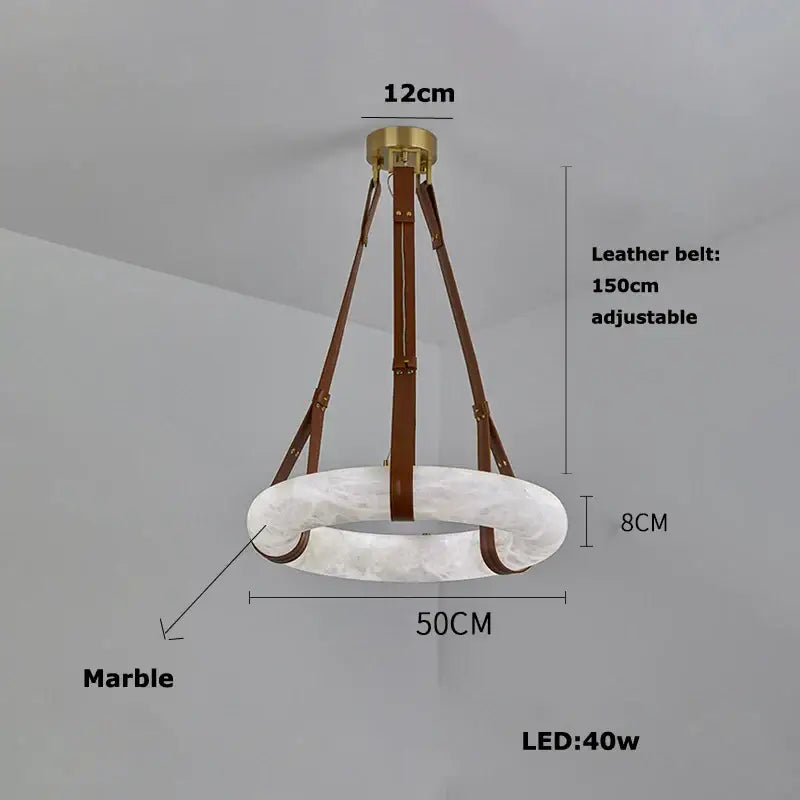Modern opal glass ring marble chandelier living room pendant light