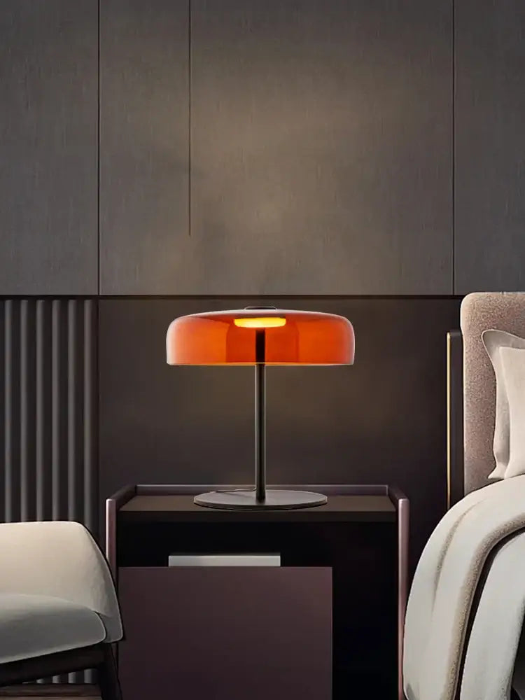 Modern orange glass table lamp bedroom minimalist light