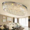 Modern oval chrome & gold crystal ceiling light dining room