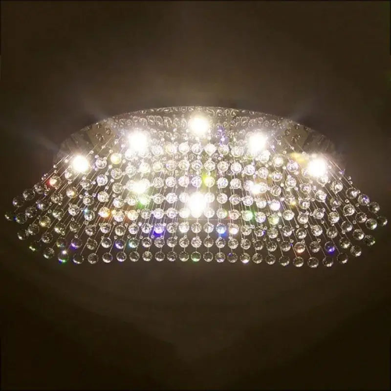 Modern oval crystal flush mount chandelier for dining room