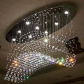 Modern oval crystal flush mount chandelier for dining room