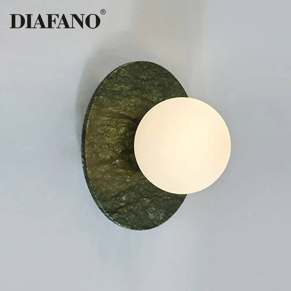 Modern oval green marble wall lamp living room sconce