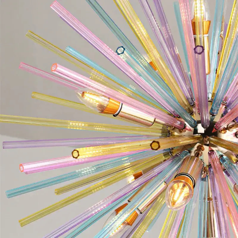 Modern pastel glass dandelion pendant lamp dining room gold frame