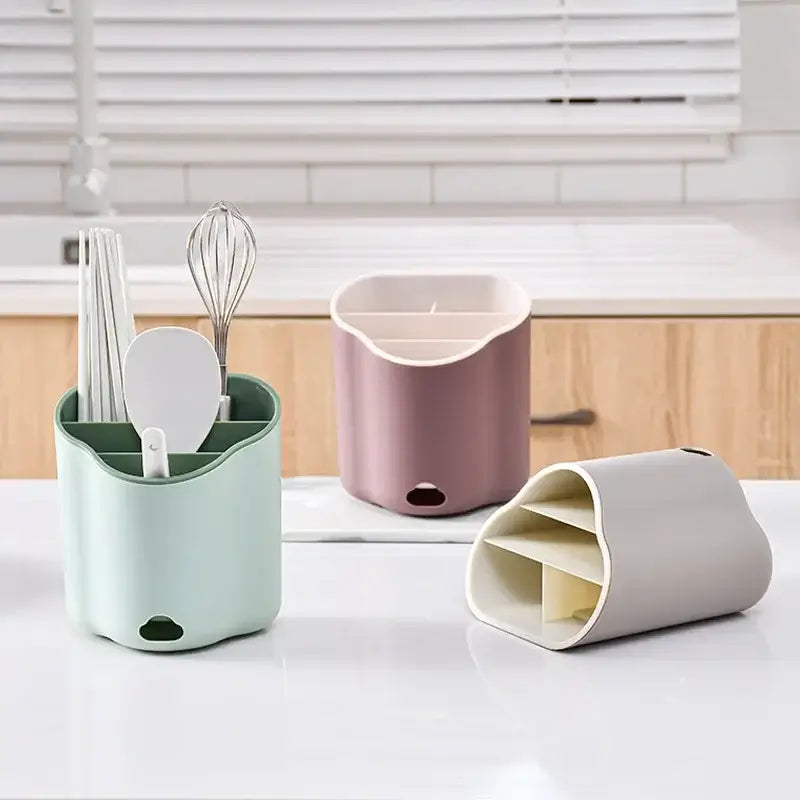 Modern pastel wavy double layer cutlery holder kitchen organizer